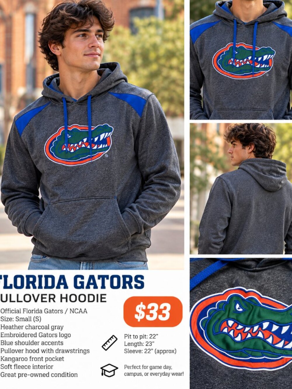 Florida Gators Pullover Hoodie – Size Small